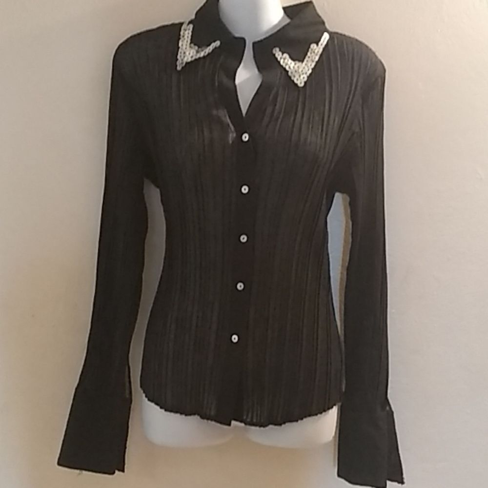 Buttons and Pleats Elegance Blouse